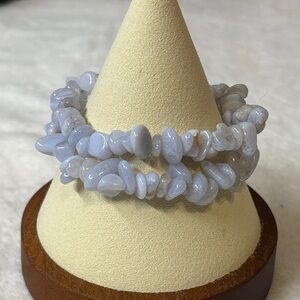 Blue Lace Agate Bracelet Stretch Chip Bracelet
